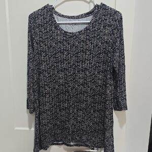 croft & barrow Black and White Patterned Knit Top